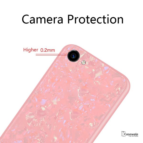 Marble Magnetic Auto-fit Tempered Glass Case for iPhone SE (2020)