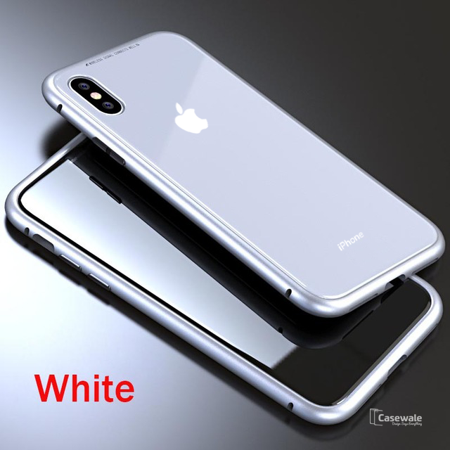 Magnetic Apple Logo Embossed Glass Case for iPhone X