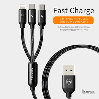 MCDODO 3-in-1 Micro USB Type C Charging Cable for iPhone Samsung [6 Months Warranty]
