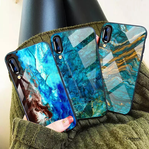Luxury Artistic Marble Glass Case for Vivo V11 Pro