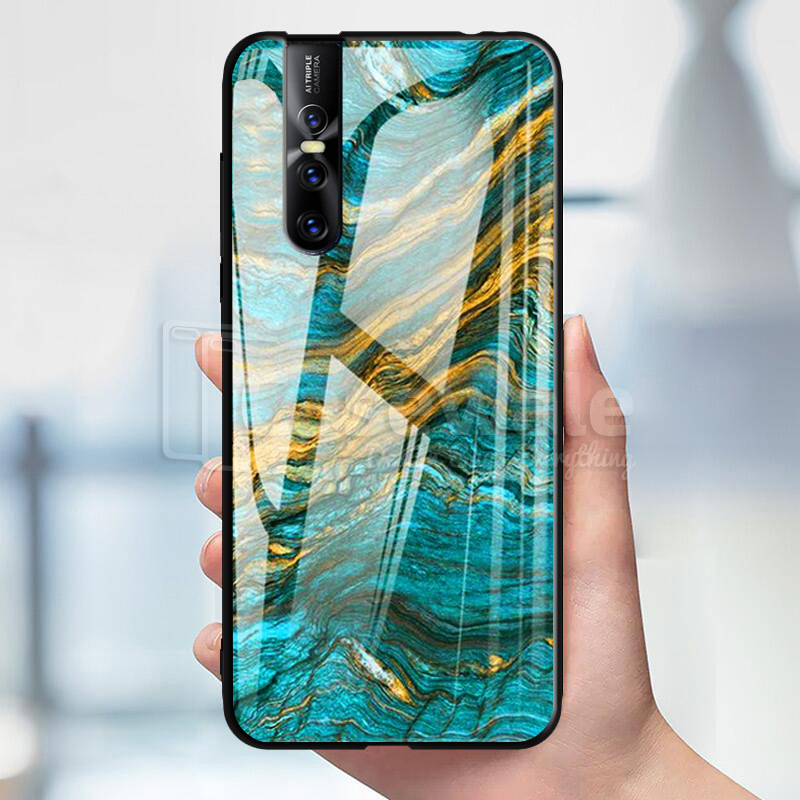 Luxury Artistic Marble Glass Case for Vivo V15 Pro