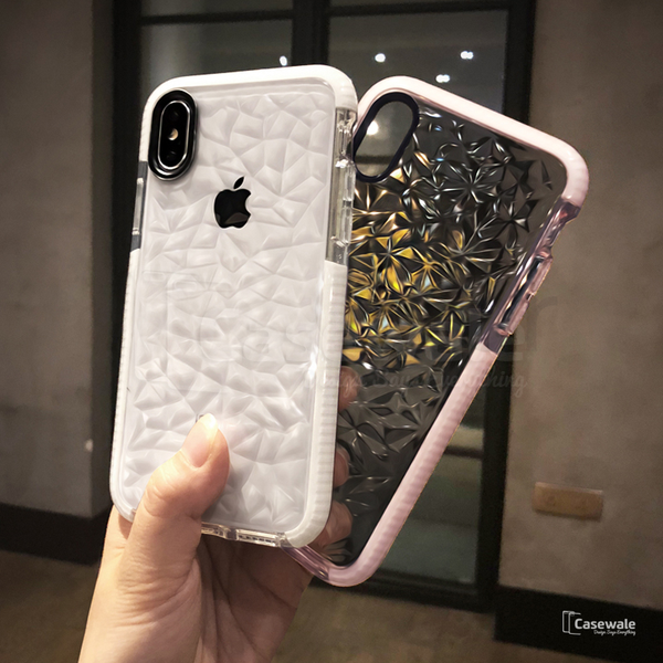 Luxury Geometric Diamond Transparent  Case for iPhone X