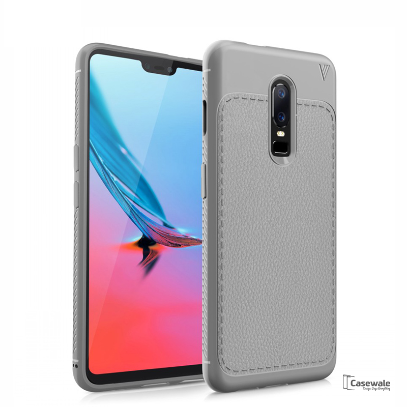 Luxury V TPU Leather Full Protection Phone Case for OnePlus 6