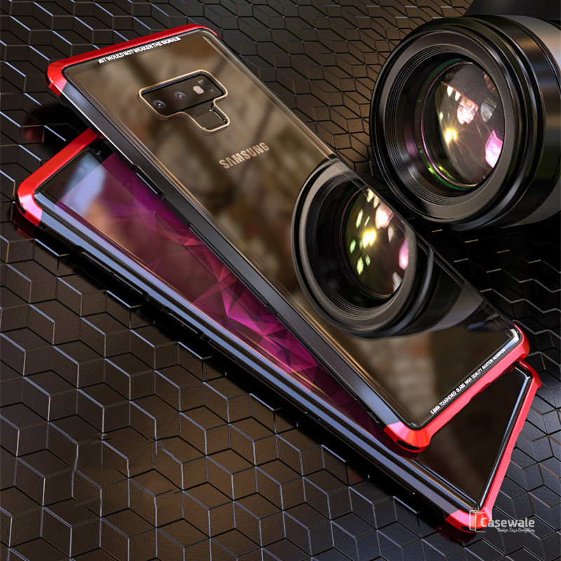 LUPHIE Aluminium Transparent Gorilla Glass Case for Galaxy Note 9