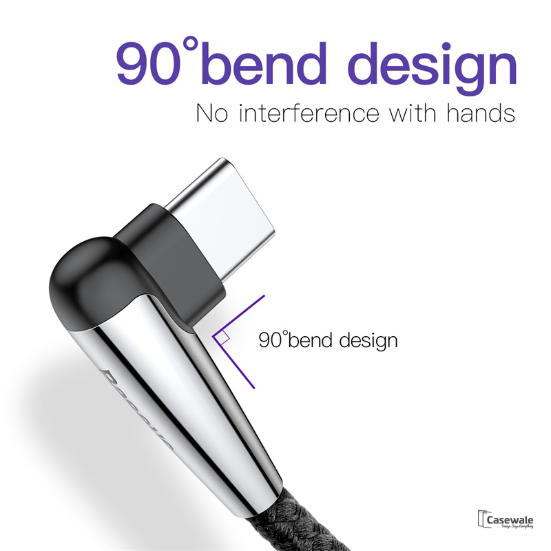 Baseus 90 Degree Lighting USB Type C Cable For Samsung