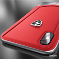 Ferrari Aluminium V Stripe Genuine Leather Case for iPhone XS