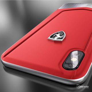 Ferrari Aluminium V Stripe Genuine Leather Case for iPhone X