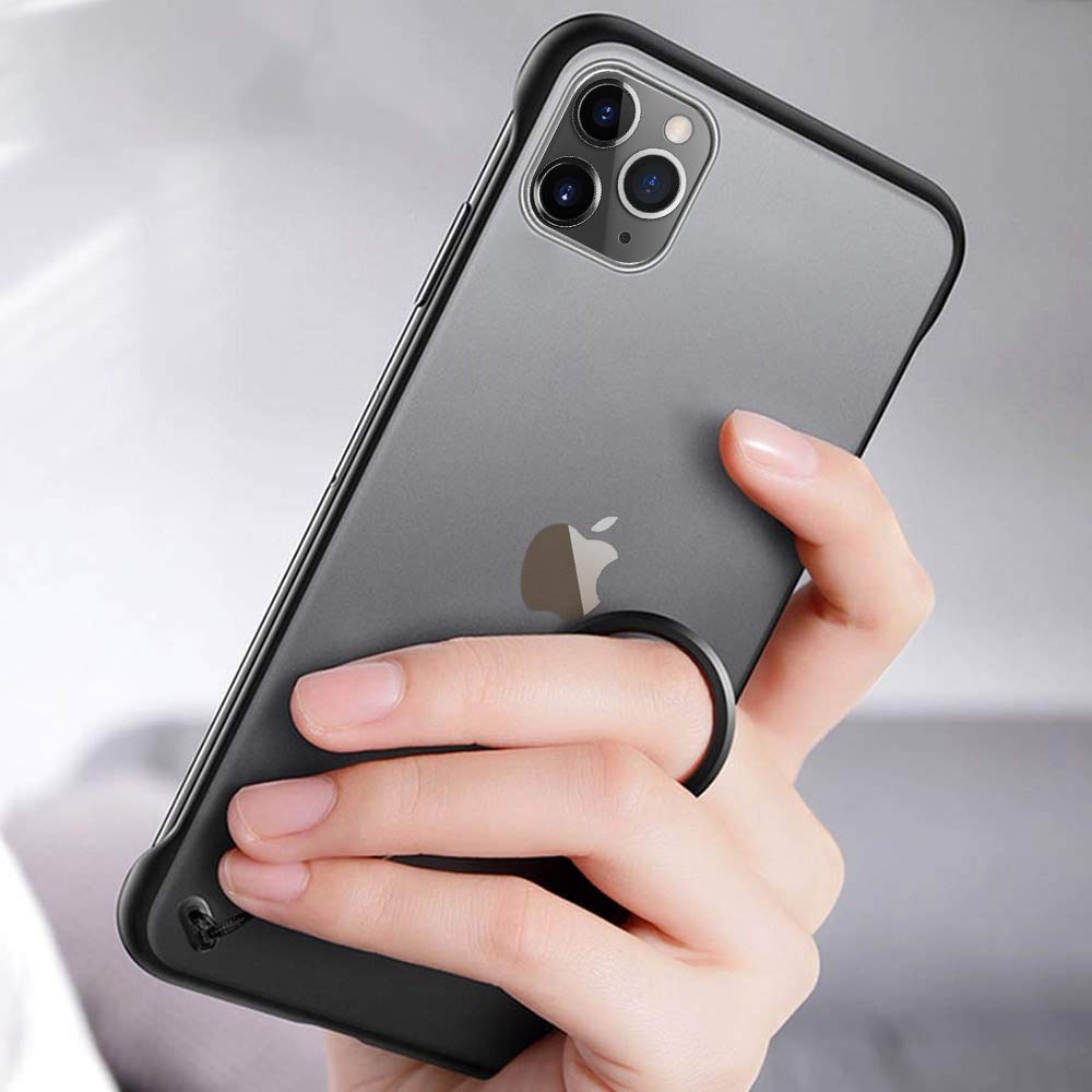 Luxury Frameless Semi Transparent Ring Finger Case for iPhone 11 Series