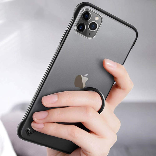 Luxury Frameless Semi Transparent Ring Finger Case for iPhone 11 Series