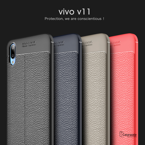 Luxury Auto Focus Leather Texture Case For Vivo V11 Pro