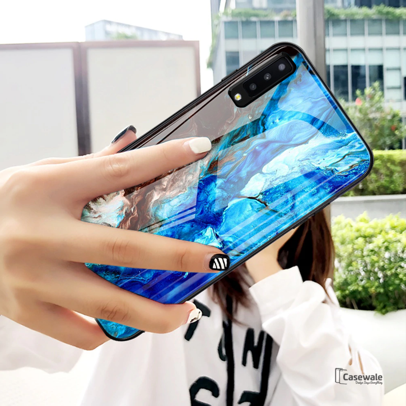 Luxury Artistic Marble Glass Case for Galaxy A50