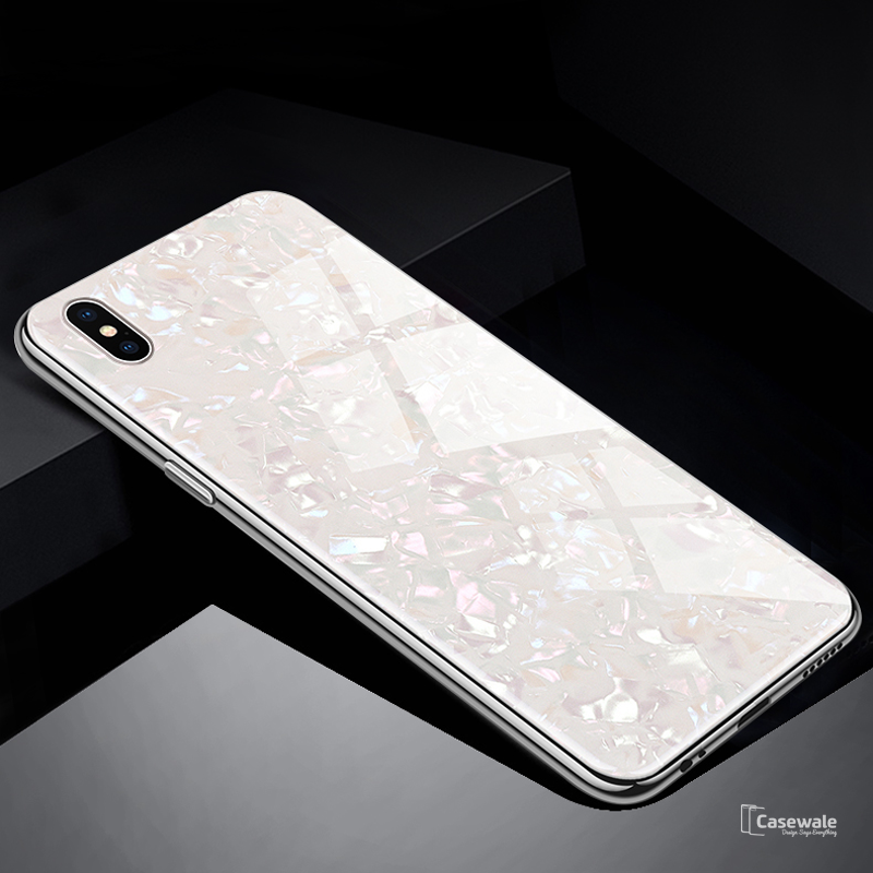 Luxury Marble Pattern Tempered Glass Case For iPhone XS