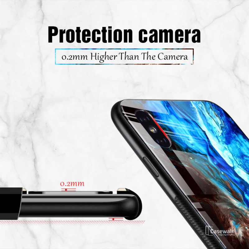 Luxury Artistic Marble Glass Case for iPhone XS