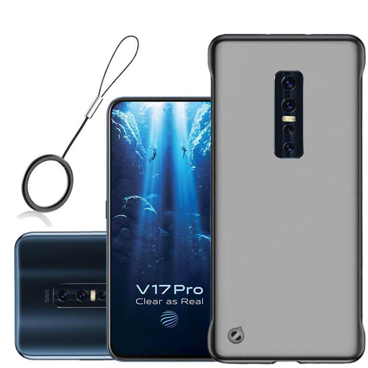 Luxury Frameless Semi Transparent Ring Finger Case for VIVO V17 PRO