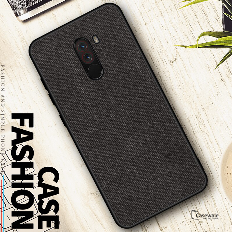 Dual Color Leather + Natural Cloth Texture Case For Mi Poco F1