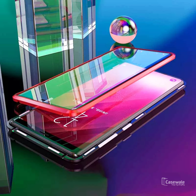 LUPHIE Double Sided Aluminum Metal Glass Case for Galaxy S9/ S9 Plus