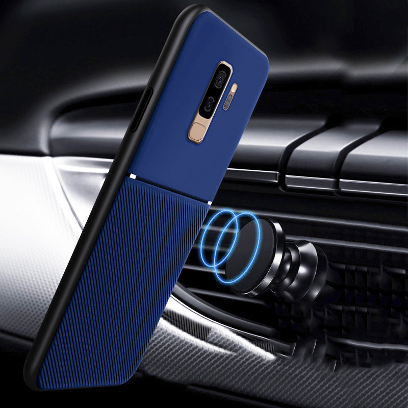 IQS Design Soft Leather Texture Case with Magnetic Car Vent for Galaxy S9 / S9 Plus