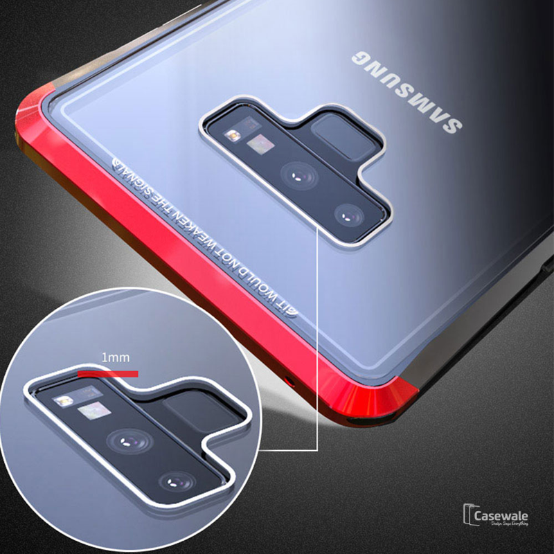 LUPHIE Aluminium Transparent Gorilla Glass Case for Galaxy Note 9