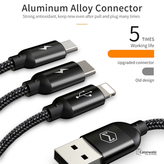 MCDODO 3-in-1 Micro USB Type C Charging Cable for iPhone Samsung [6 Months Warranty]