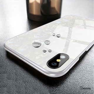 Magnetic Marble Auto-fit Tempered Glass Case for iPhone XS