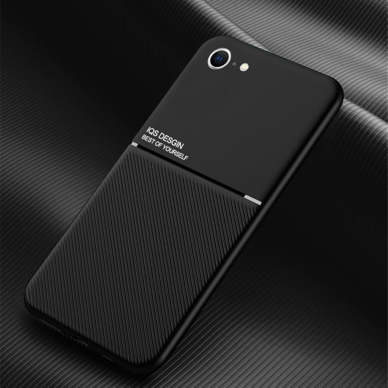 IQS Design Soft Leather Texture Case with Magnetic Car Vent for iPhone SE (2020)