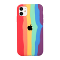 iPhone Series Rainbow Silicone Apple Logo Case (Free OTG+ USB Cable + Earphone Bag)
