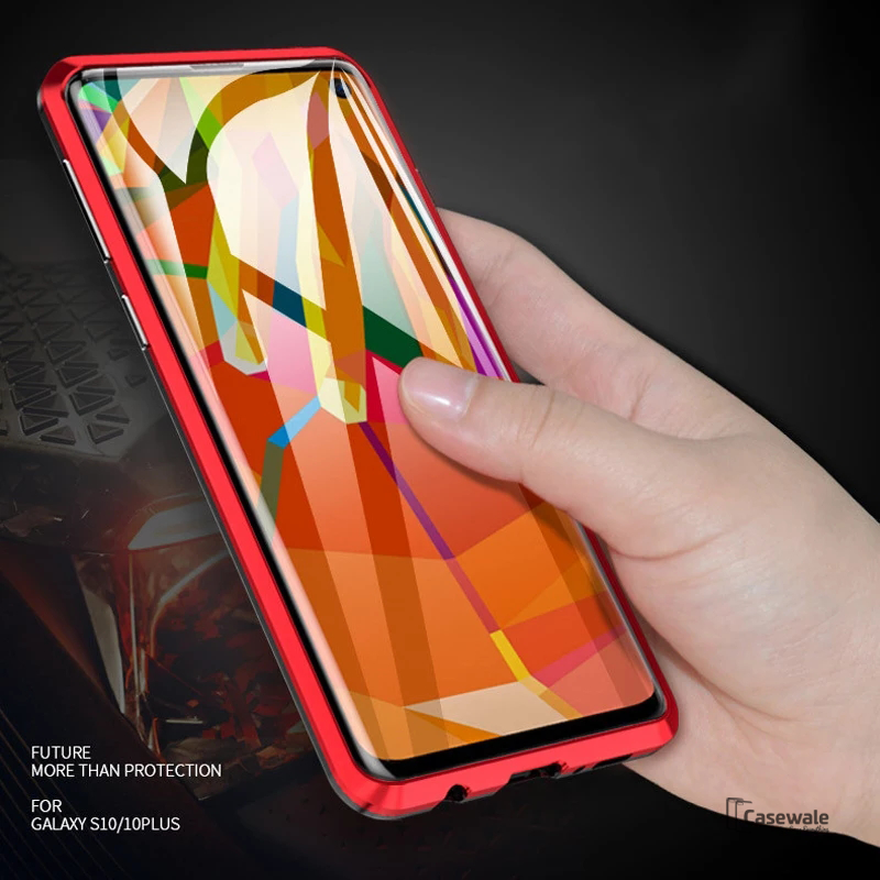LUPHIE Double Sided Aluminum Metal Glass Case for Galaxy S10/ S10 Plus