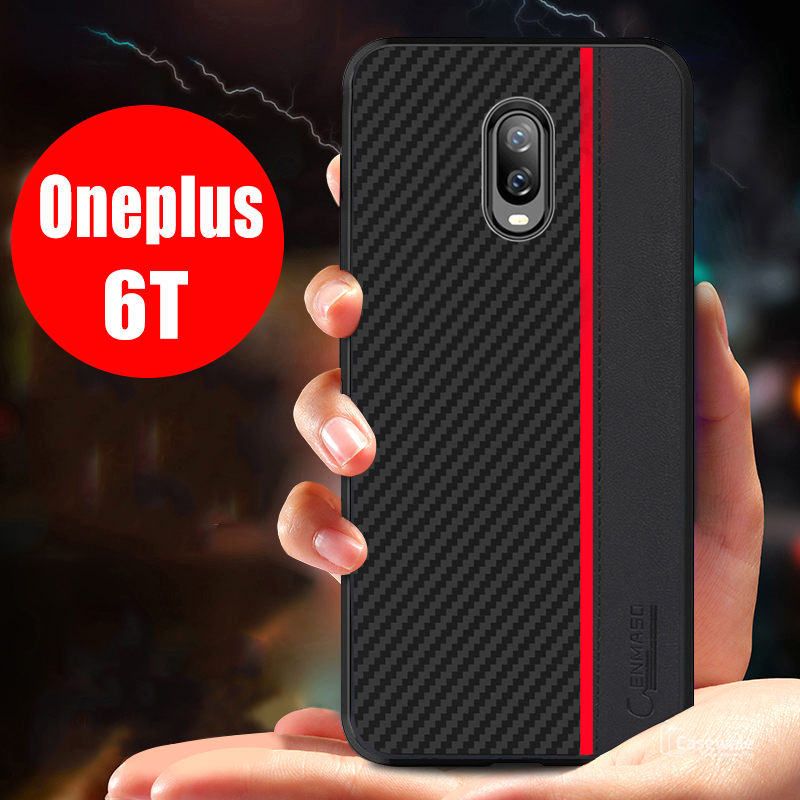 Original CENMASO Carbon Fiber PU Leather Case For OnePlus 6 / 6T