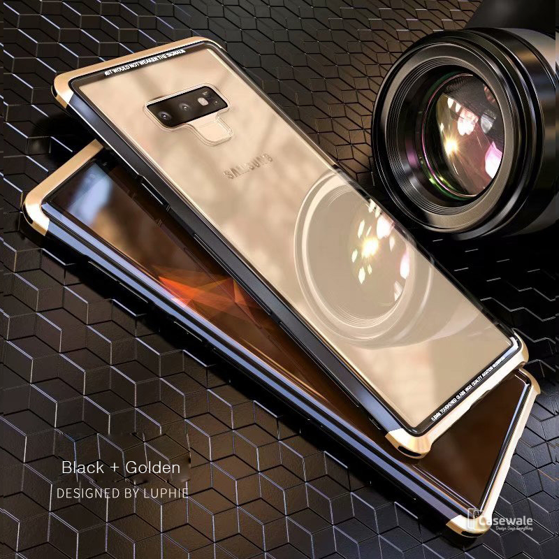 LUPHIE Aluminium Transparent Gorilla Glass Case for Galaxy Note 9