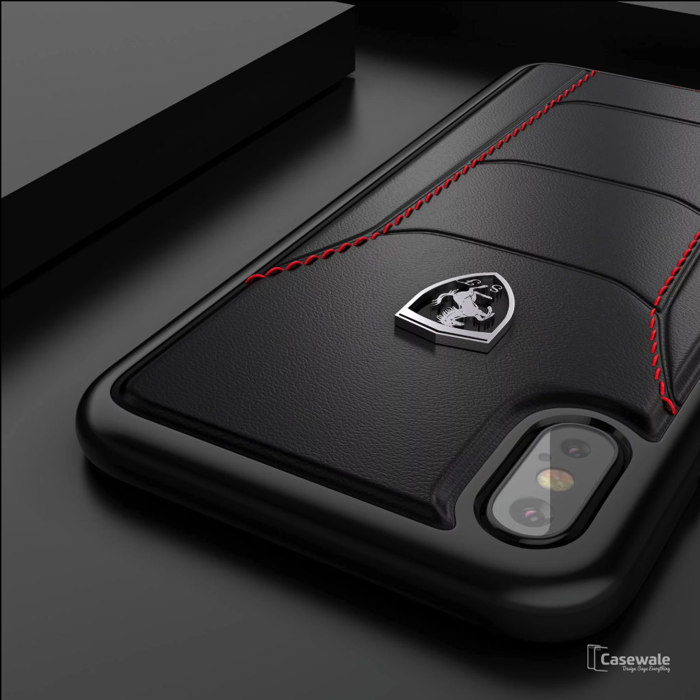Ferrari Black Heritage Leather Hard Case iPhone X