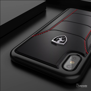 Ferrari Black Heritage Leather Hard Case iPhone X