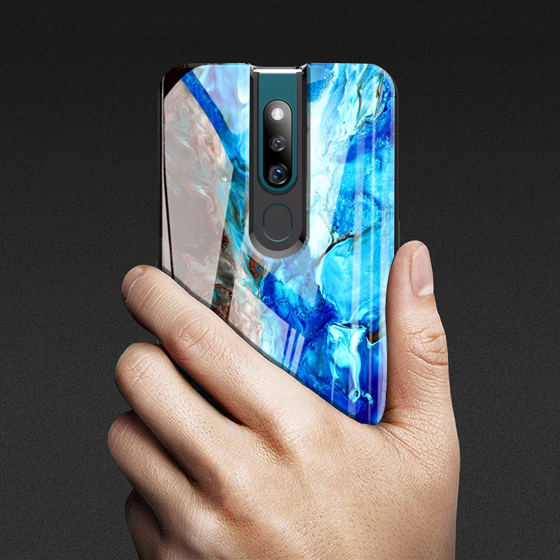 Luxury Artistic Marble Glass Case for Oppo F11 Pro