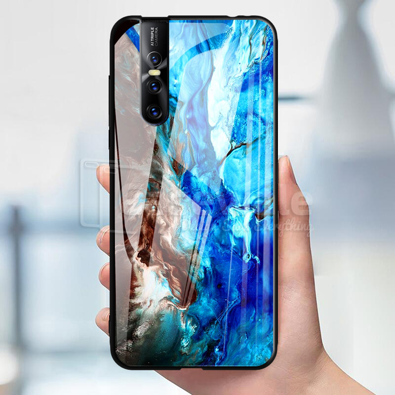 Luxury Artistic Marble Glass Case for Vivo V15 Pro