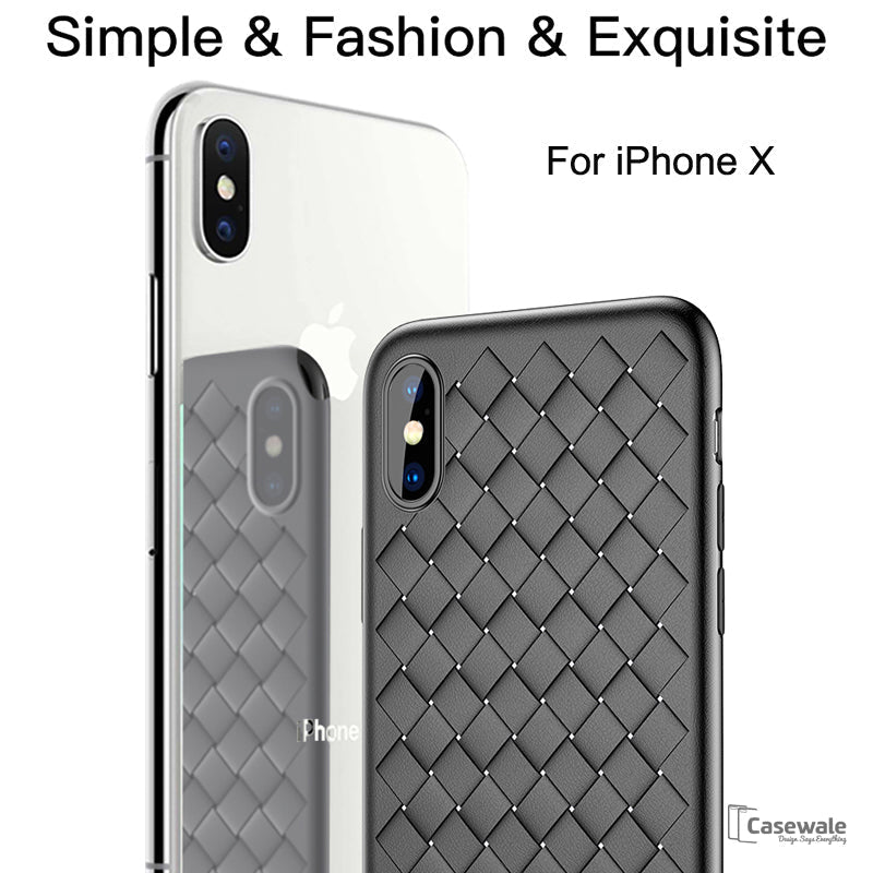 Luxury Grid Weaving Ultra Thin Protective Case for iPhone XS