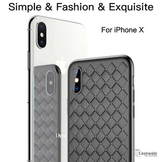 Luxury Grid Weaving Ultra Thin Protective Case for iPhone XS