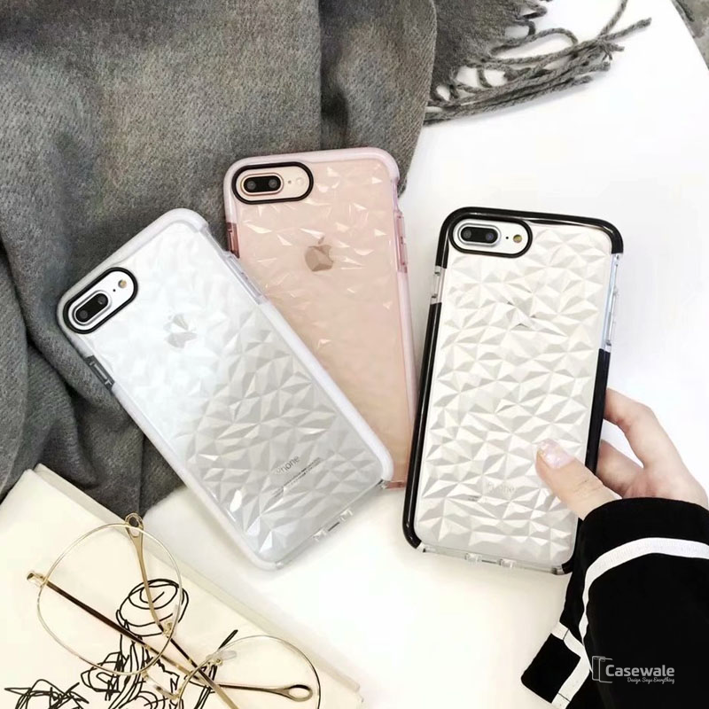 Luxury Geometric Diamond Transparent  Case for iPhone 7/ 8, 7 Plus/ 8 Plus