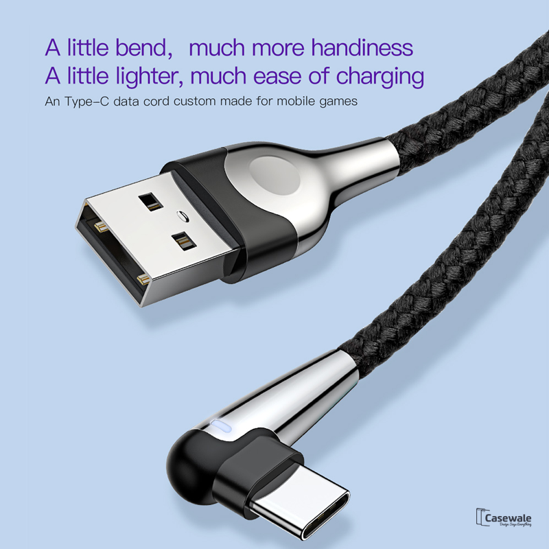 Baseus 90 Degree Lighting USB Type C Cable For Samsung