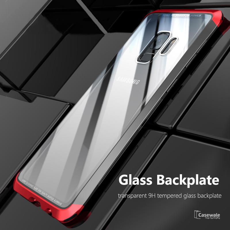 Luxury Metal Aluminum Tempered Glass Case for Galaxy S9/ S9 Plus