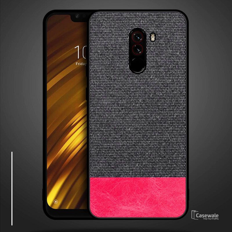 Dual Color Leather + Natural Cloth Texture Case For Mi Poco F1