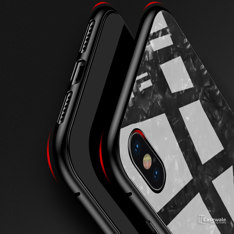 Magnetic Marble Auto-fit Tempered Glass Case for iPhone XS