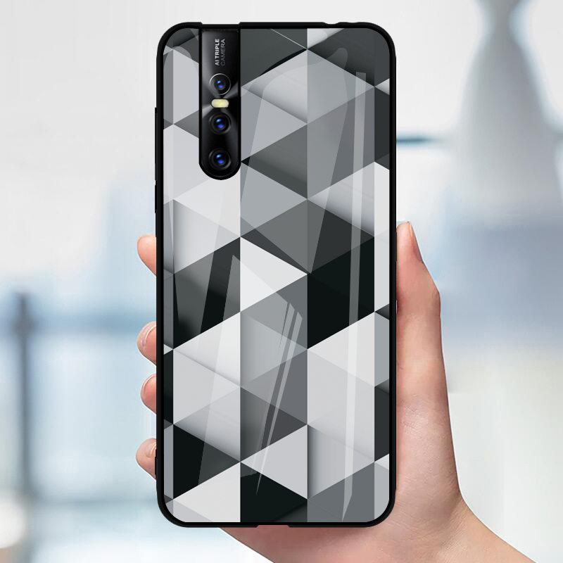 Ashford Color Marble Pattern Glass Case for Vivo V15 Pro
