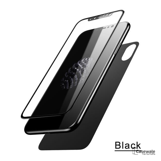 iPhone X 5D Round Curved Edge Tempered Glass Front+Back Protector