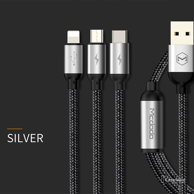 MCDODO 3-in-1 Micro USB Type C Charging Cable for iPhone Samsung [6 Months Warranty]