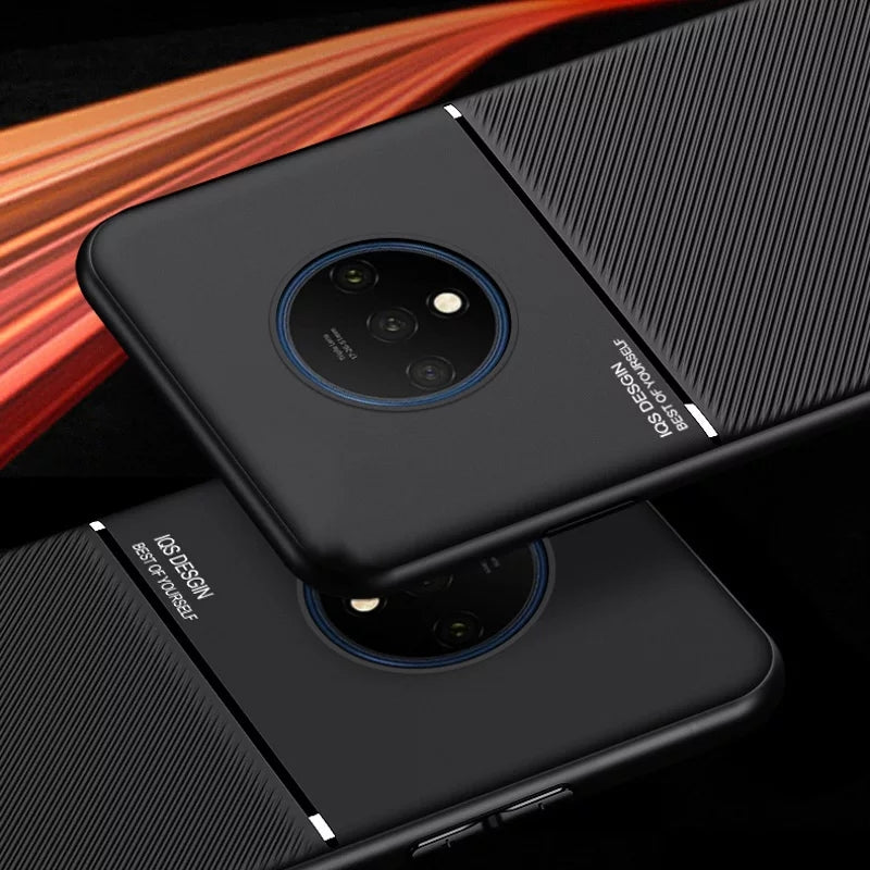 IQS Design Soft Leather Texture Case with Magnetic Car Vent For Oneplus 7T / 7T Pro