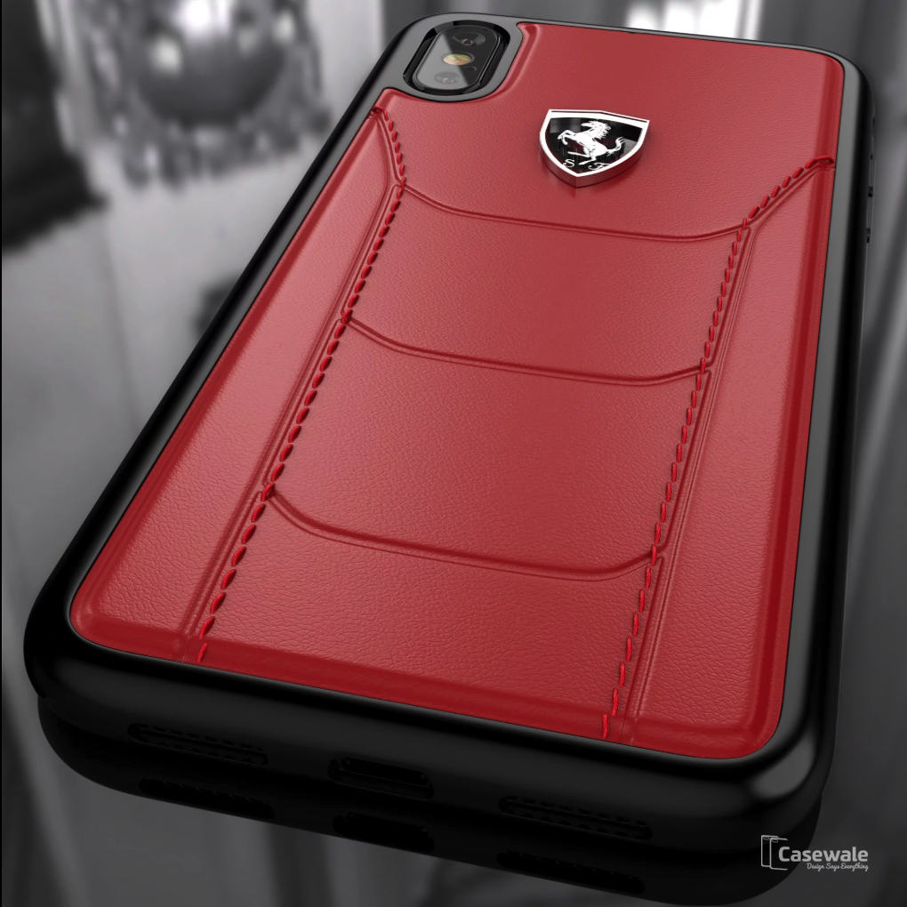 Ferrari Black Heritage Leather Hard Case iPhone X