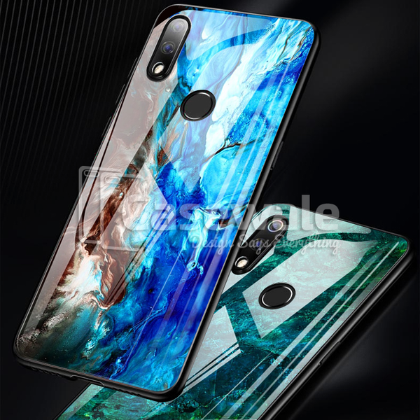 Luxury Artistic Marble Glass Case for Oppo Realme 3 Pro