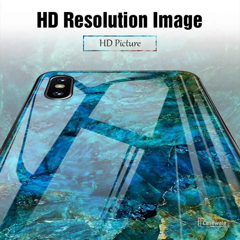 Luxury Artistic Marble Glass Case for iPhone X