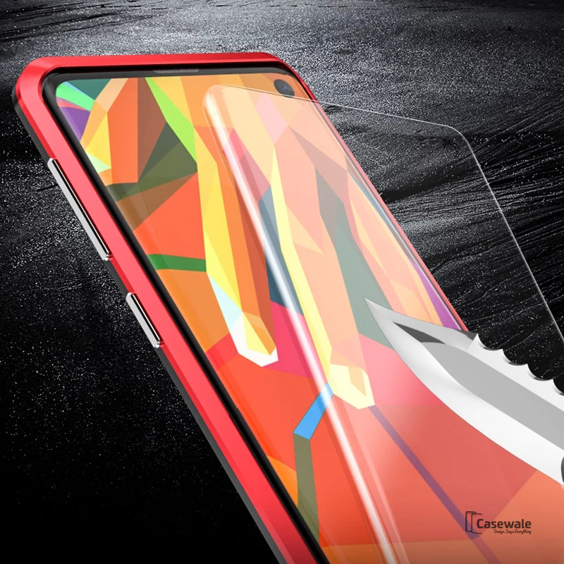 LUPHIE Double Sided Aluminum Metal Glass Case for Galaxy S10/ S10 Plus