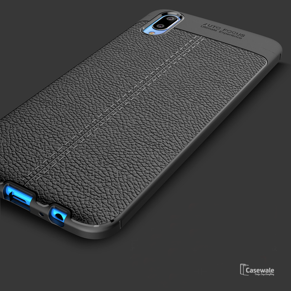 Luxury Auto Focus Leather Texture Case For Vivo V11 Pro