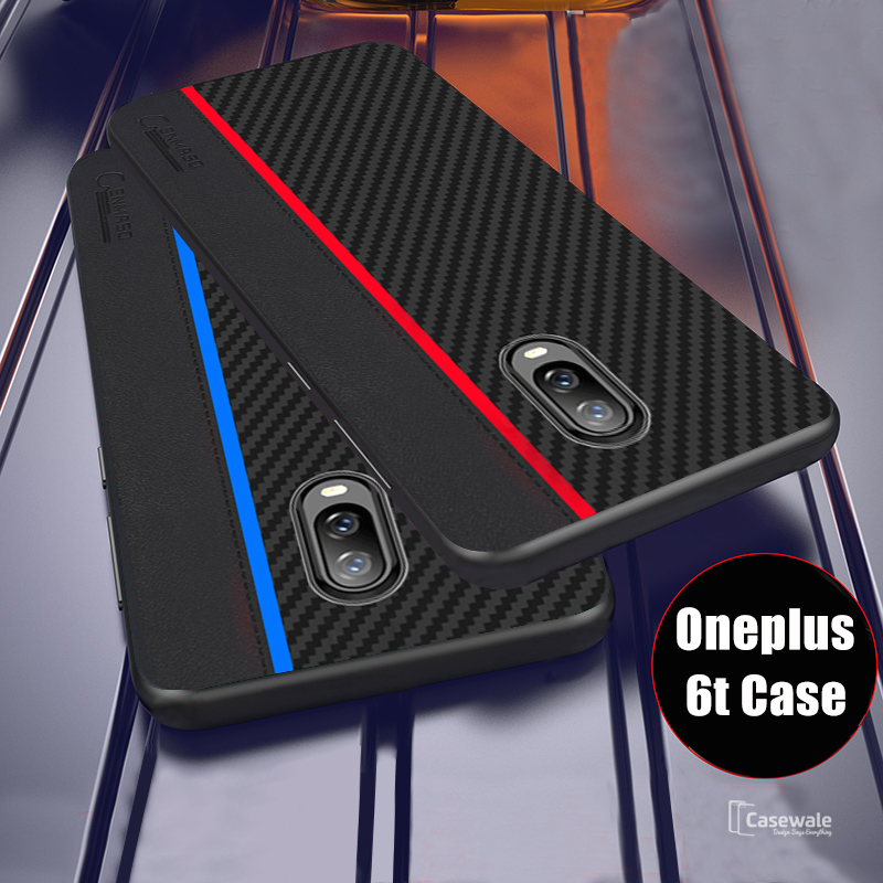 Original CENMASO Carbon Fiber PU Leather Case For OnePlus 6 / 6T